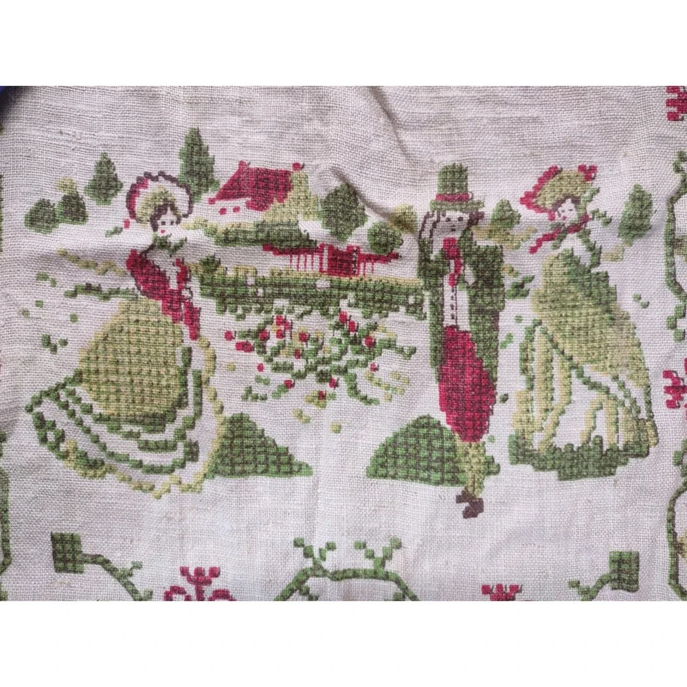Vintage 1958 Stevens Linen Original Calendar Towel Colonial Garden Tea Towel